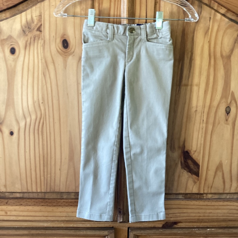Girls Lands End tan khaki uniform pants size 4